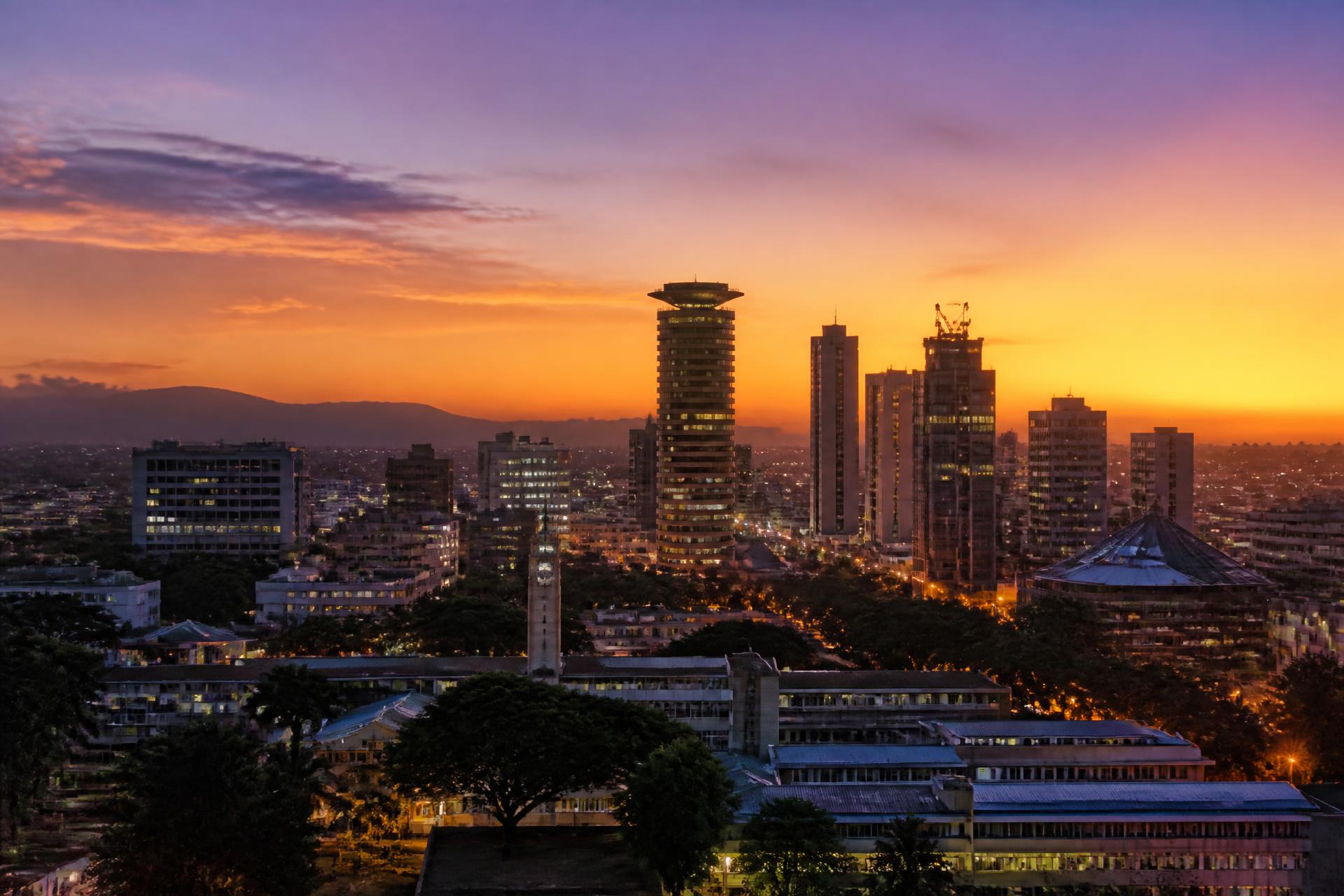 Nairobi skyline at sunset
